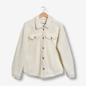 Wallflower Cream Sherpa Coat Teddy Button Front Jacket Juniors Size Medium